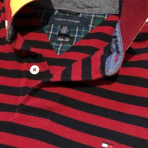 Tommy Hilfiger polo/red,navy and yellow collar